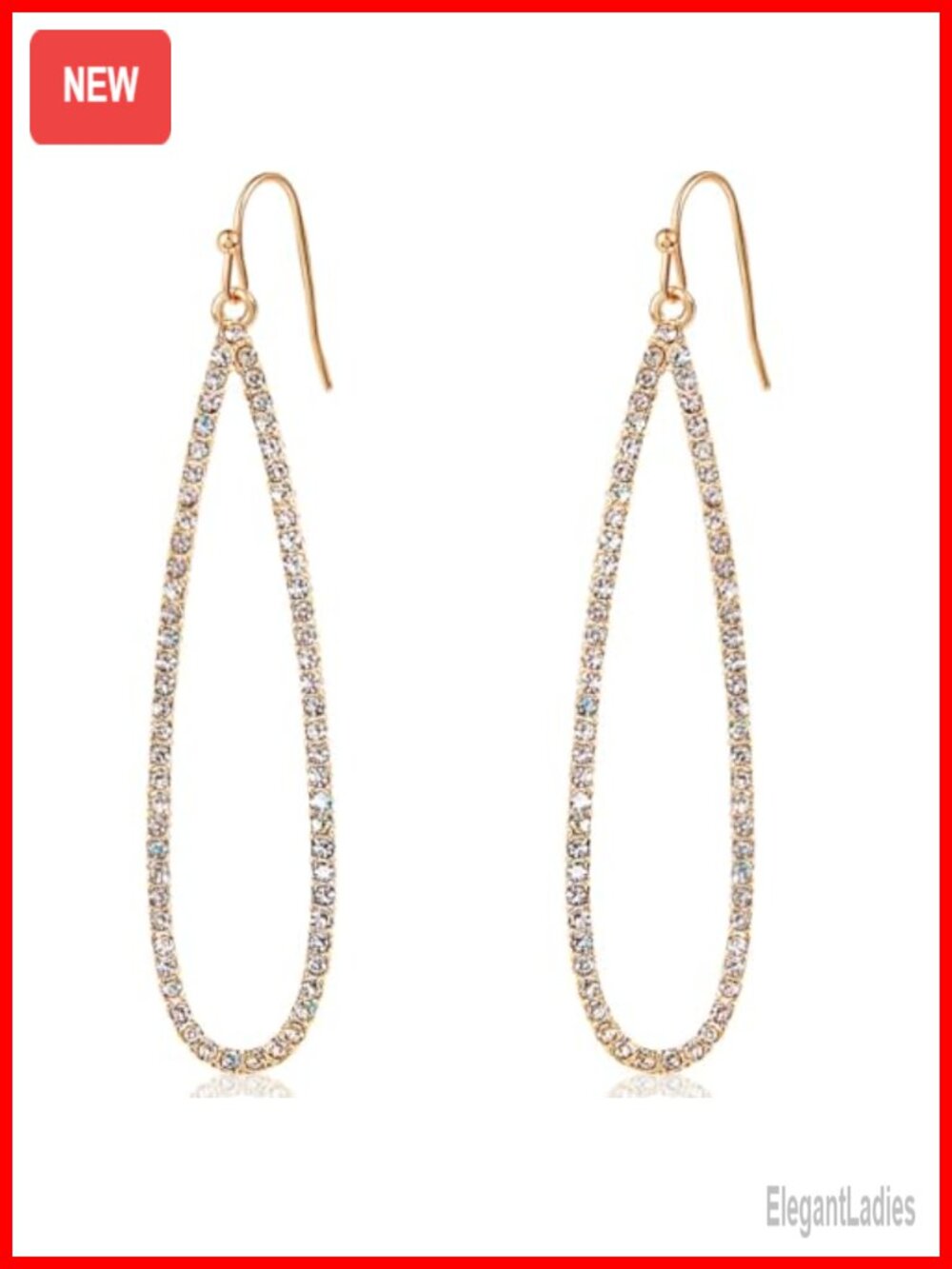 Gold Tone Plated Cubic Zirconia Teardrop Dangle Earrings
